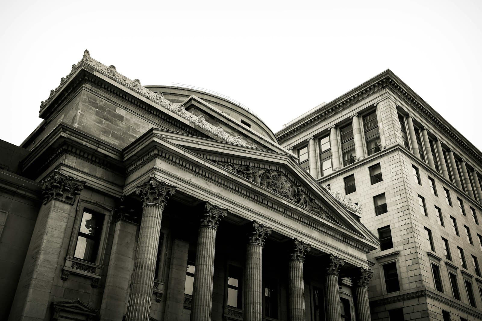 A concrete bank building