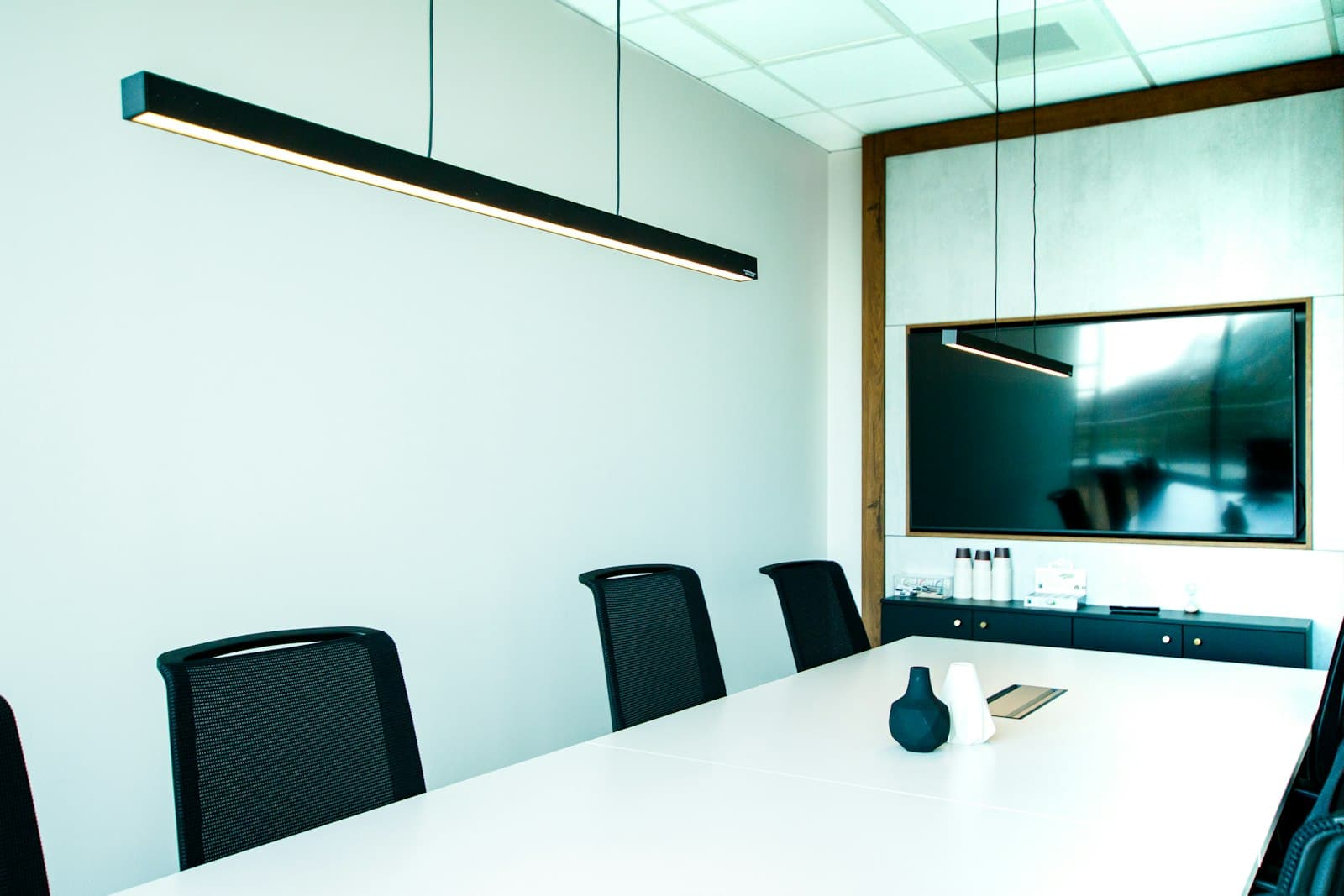 A conference room set up for a seminar